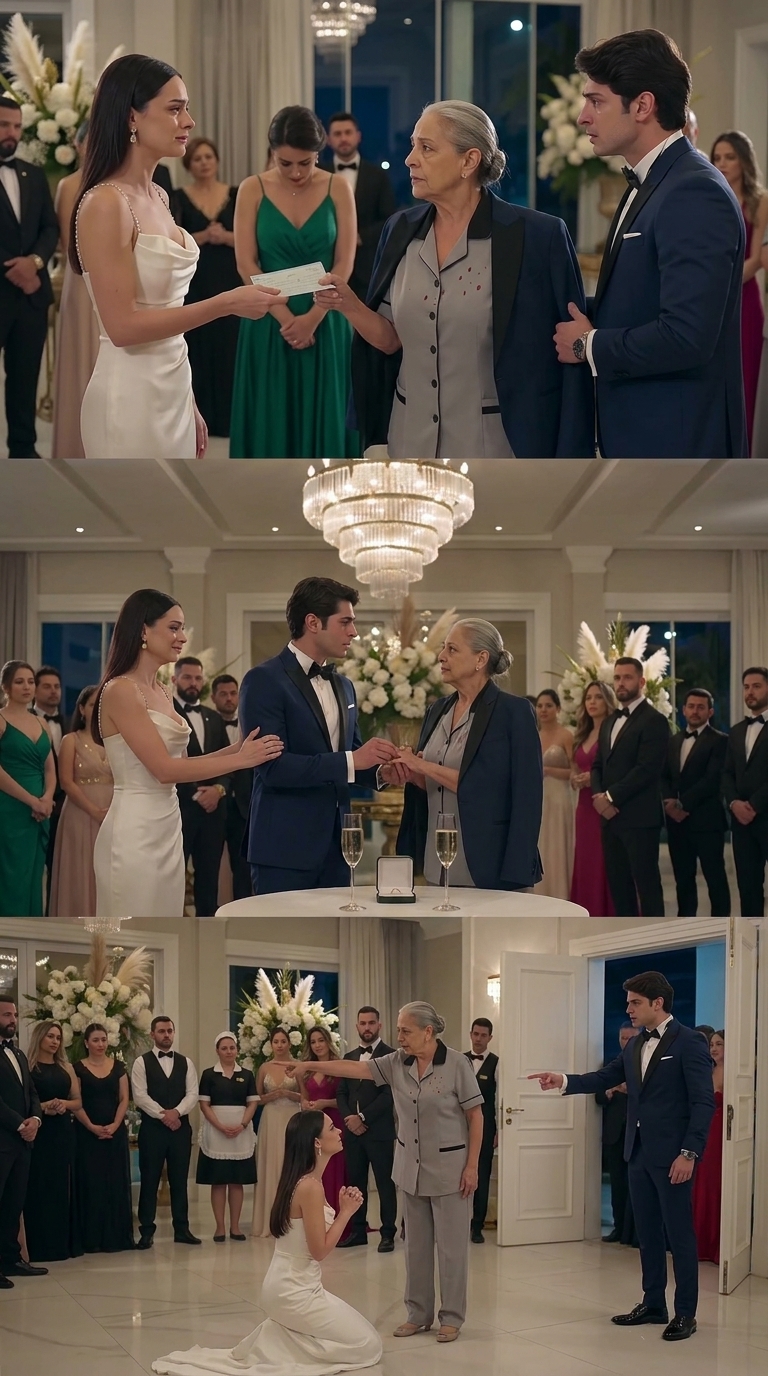 tạo 3 ảnh ghép thành 16:9, Phân tích câu chuyện và hình ảnh tạo hình nhân vật. hãy tạo ảnh ở 3 phân cảnh cao trào nhất. thu hút người xem.Biểu cảm nhân vật đúng với phân cảnhIsabela se voltou para Dona Helena, tirou um talão da bolsa e falou com voz trêmula: “Eu posso compensar tudo. Diga quanto quer e esqueceremos esta noite.” Helena ergueu a cabeça, ainda coberta pelo paletó do filho, e respondeu com firmeza: “Passei anos limpando o chão dos outros, mas nunca vendi minha dignidade. Meu silêncio não tem preço.” Uma convidada de vestido verde abaixou os olhos e confessou: “Nós vimos tudo e não fizemos nada. Também somos culpados.” Helena olhou ao redor da roda de convidados e declarou: “Então aprendam isto: quem assiste a uma injustiça em silêncio ajuda o agressor a acreditar que está certo.” Ninguém teve coragem de encará-la.Rafael retirou a aliança de noivado da mão direita e a colocou sobre a mesa de champanhe. O pequeno ruído do metal contra o cristal pareceu atravessar o salão inteiro. “Nosso noivado termina aqui”, anunciou. Isabela agarrou o braço dele e implorou: “Você vai jogar fora nosso casamento, nossos negócios e todo o futuro que planejamos por causa de um erro?” Rafael soltou-se lentamente. “Não foi um erro. Foi uma escolha feita quando você acreditava que ninguém importante estava olhando.” Ela ameaçou, entre lágrimas: “Sem a minha família, você pode perder contratos, prestígio, tudo!” Rafael segurou a mão da mãe e respondeu: “Prefiro perder tudo o que tenho a perder a mulher que me ensinou quem eu sou.”Já sem qualquer arrogância, Isabela caiu de joelhos diante de Helena. “Por favor, me perdoe. Eu amo seu filho!” Helena não recuou, mas também não permitiu que ninguém a ridicularizasse. “Levante-se. Eu sei quanto dói ser obrigada a ficar de joelhos.” Quando Isabela se levantou, Helena continuou: “Se deseja mesmo mudar, não peça desculpas apenas porque descobriu que sou mãe de Rafael. Peça perdão a cada trabalhador que tratou como invisível.” Isabela observou os garçons, as cozinheiras e as camareiras reunidos. Nenhum deles desviou os olhos. Rafael apontou para as portas abertas e declarou: “A festa acabou. Hoje não perdemos um casamento. Evitamos que uma mentira se transformasse em família.”